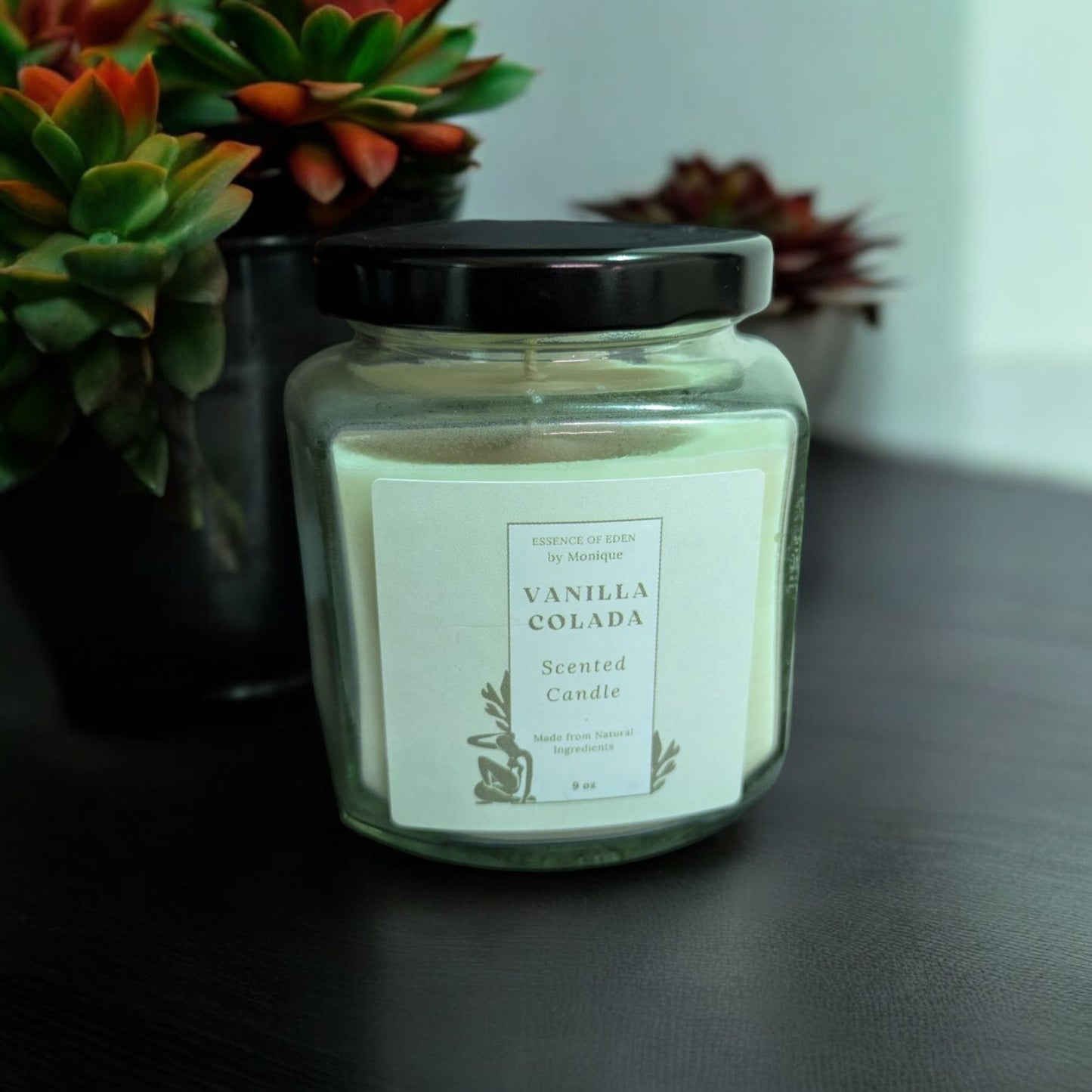 Natural Scented Candles, Coconut/Soy Wax, Premium Fragrances, Soothing and Relaxing, 9 oz Half Hex Jar