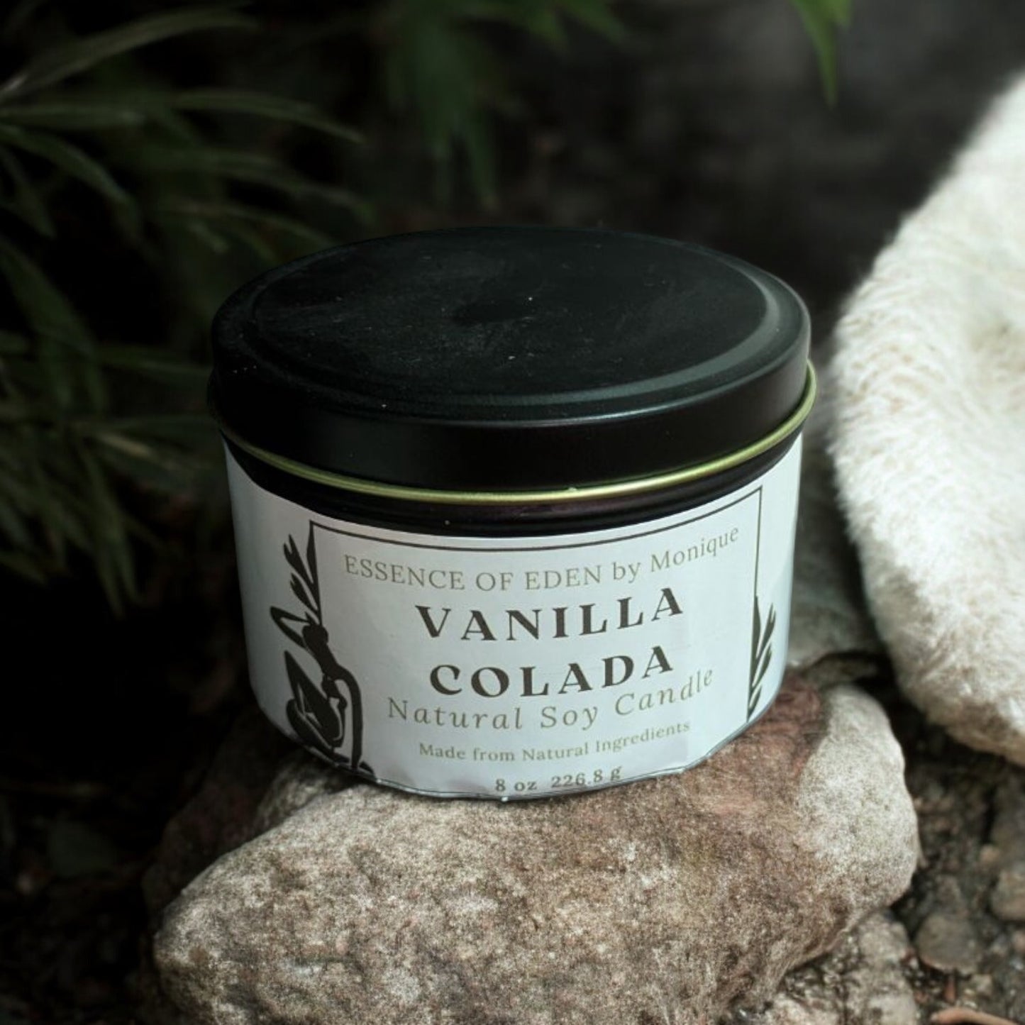 Natural Scented Candles, Coconut/Soy Wax, Premium Fragrances, Soothing and Relaxing, 8 oz. Black Tin Container